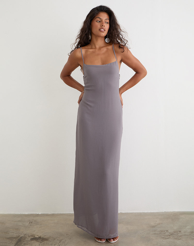 Arunima Maxi Dress in Chiffon Lilac Grey