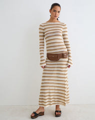 Jadie Long Sleeve Maxi Dress in Knit Tonal Stripe