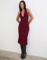 Kamau Dress in Flock Compact Paisley Wine