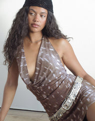 Molada Mini Dress in Mesh Blurry Deer Brown