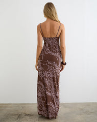 Pria Cowl Maxi Dress in Moonlit Blossom Brown