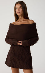 Pavati Long Sleeve Mini Dress (Chocolate Marle)