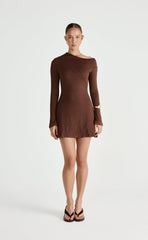 Ozias Long Sleeve Mini Dress (Chocolate)