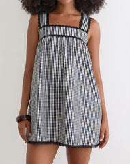 Sandat Smock Mini Dress in Mini Gingham Grey