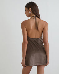 Veslina Mini Dress in Watercolour Warm Grey