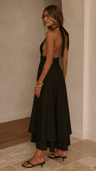 Kathy Halter Neck Maxi Dress - Black