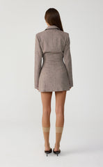 Midweek Blazer Mini Dress (Mocha Texture)