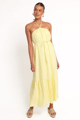 View Halterneck Maxi Dress - Lemon