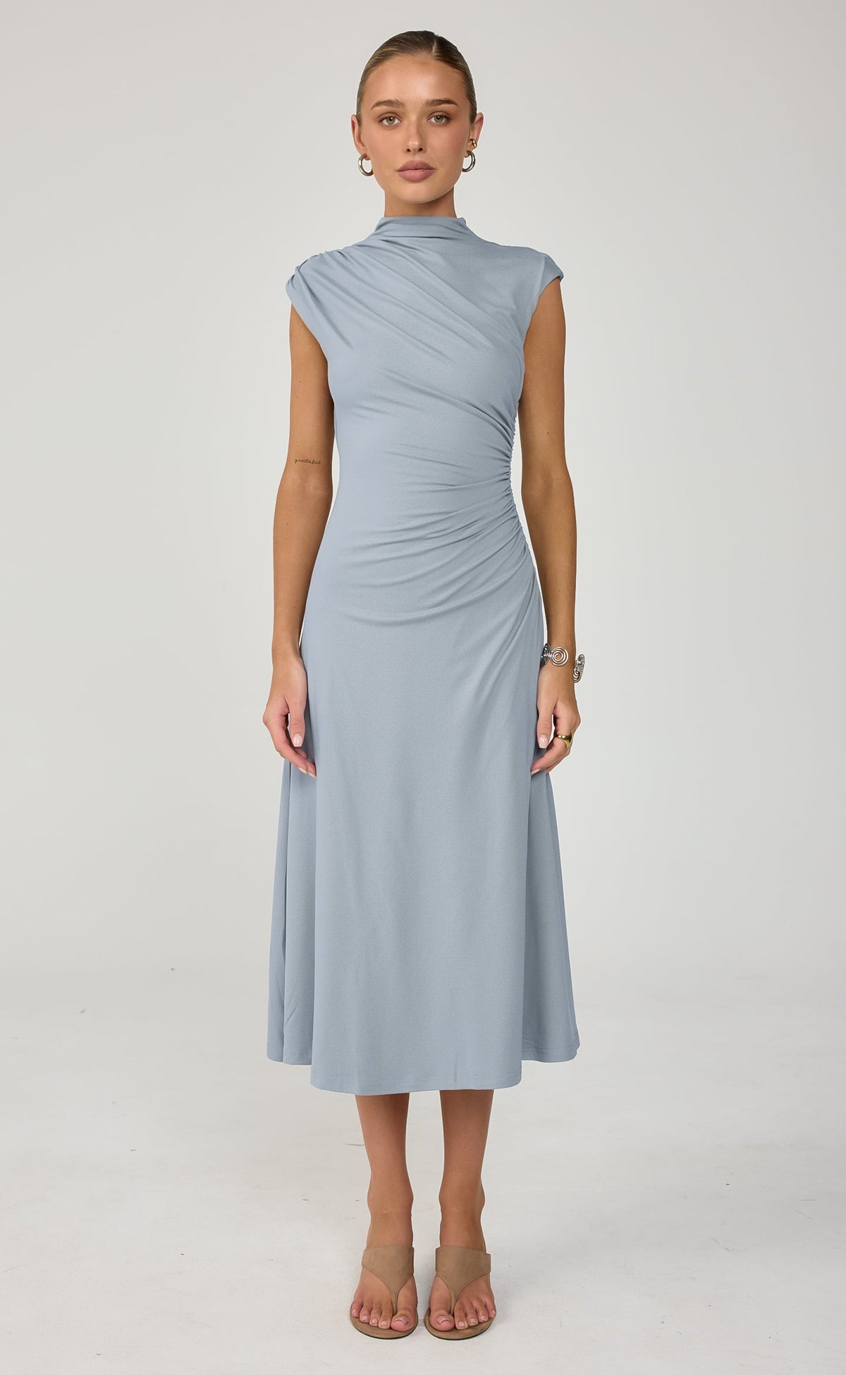 Stolen Midi Dress (Muted Blue)